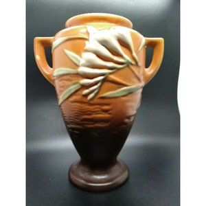 Vintage Roseville Pottery Freesia 1945 Brown Vase121 -8